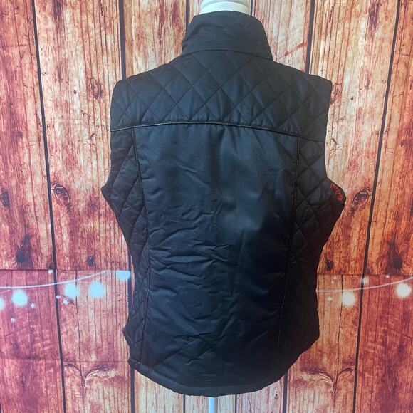 Jones Wear Studio quilted black vest red tartan plaid lining size Extra Large XL - Picture 4 of 6